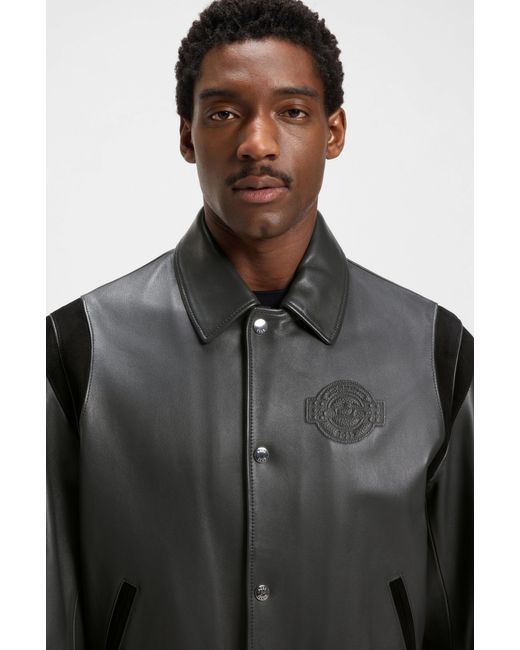 Boss Black Dark Grey Men's Leather Jackets Size 36r for men