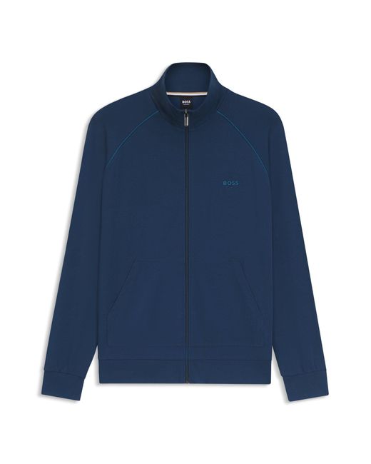 Boss Jack Van Stretchkatoen Met Rits En Logostiksel in het Blue voor heren