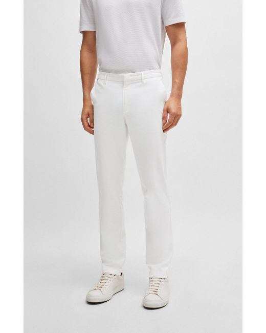 Chino Slim en gabardine de coton stretch Boss pour homme en coloris White
