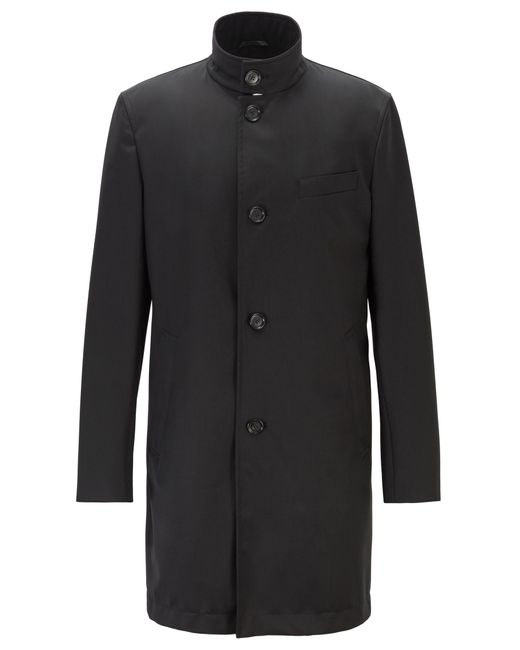 BOSS Slim-fit Coat In Traceable Merino Wool in Black for Men - Lyst