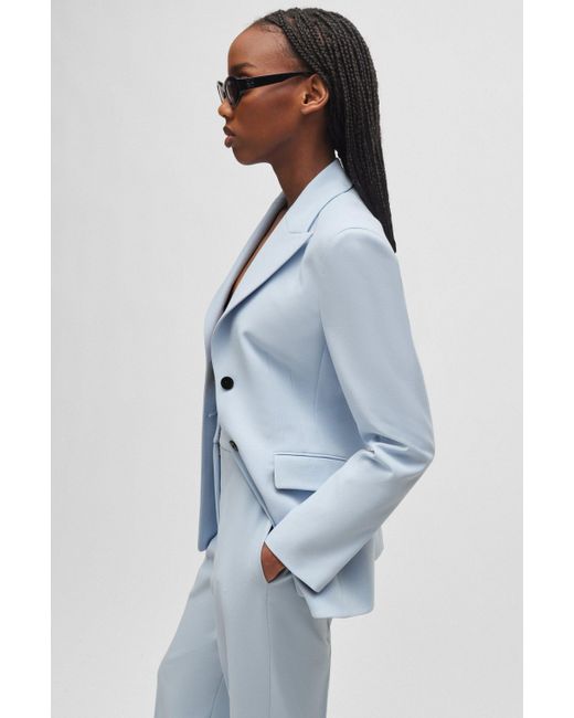 HUGO Blue Slim-fit Jacket In Stretch Fabric