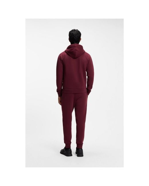 Boss Red Stretch-Cotton Zip-Up Hoodie With Puffed Logo for men