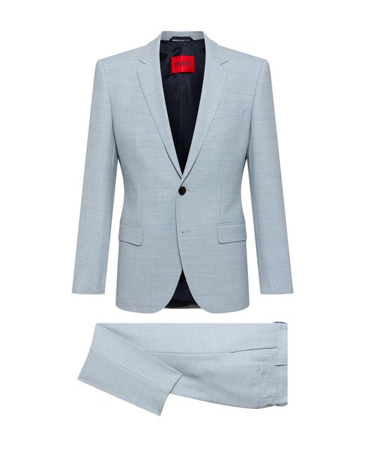 BOSS by HUGO BOSS Fein gemusterter Slim-Fit Anzug aus Super-Flex-Gewebe in  Blau für Herren | Lyst AT