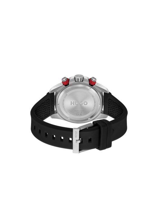 HUGO Black Dial Watch With Branded Silicone Strap for men