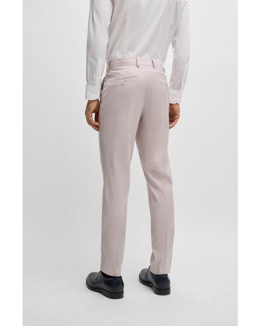 Boss Pink Slim-fit Suit In A Melange Wool Blend for men