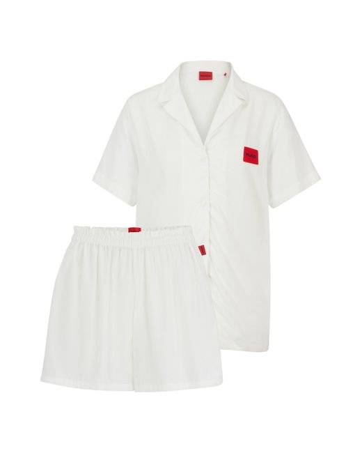 HUGO White Regular-fit Pyjamas With Red Logo Labels