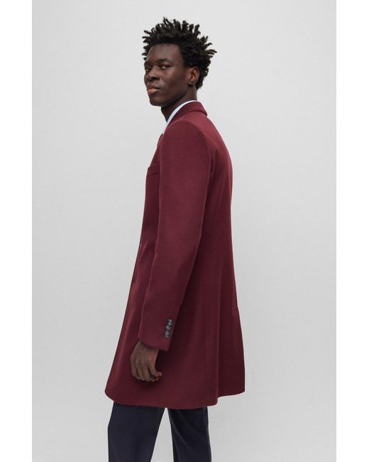 BOSS by HUGO BOSS Slim-fit Coat In Virgin Wool And Cashmere in Red for Men  | Lyst Australia