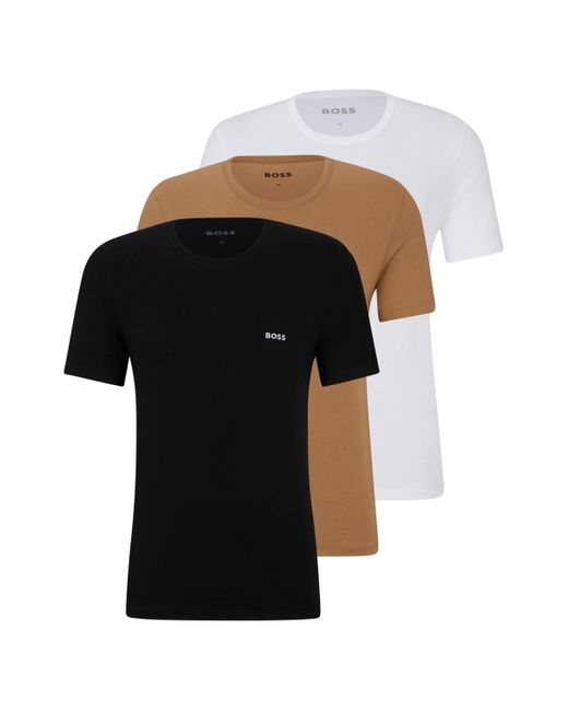 Lot de trois t-shirts en coton à logo brodé Boss pour homme en coloris Black