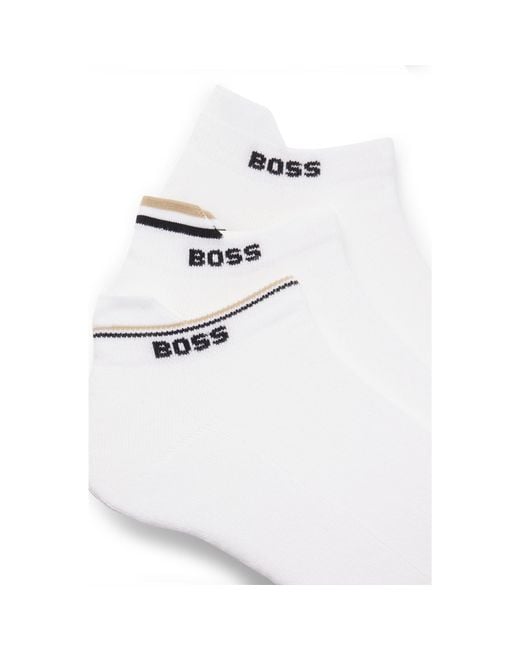 Boss White Three-Pack Ankle Socks With Plush Sole for men