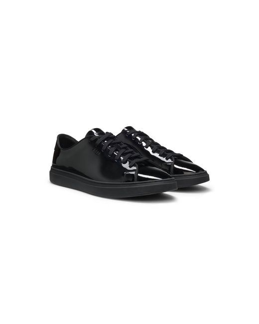 Boss Black Patent-Leather Trainers With A Clean, Modern Design for men