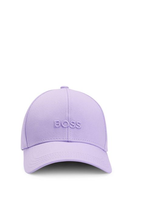 Boss Pet Van Katoenen Twill Met Logostiksel in het Purple