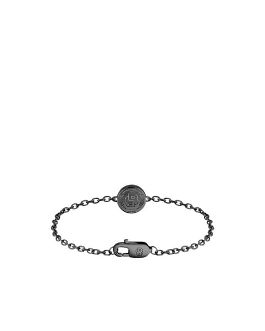 Boss Gray Plated Cuff With Double B Monogram Medallion for men