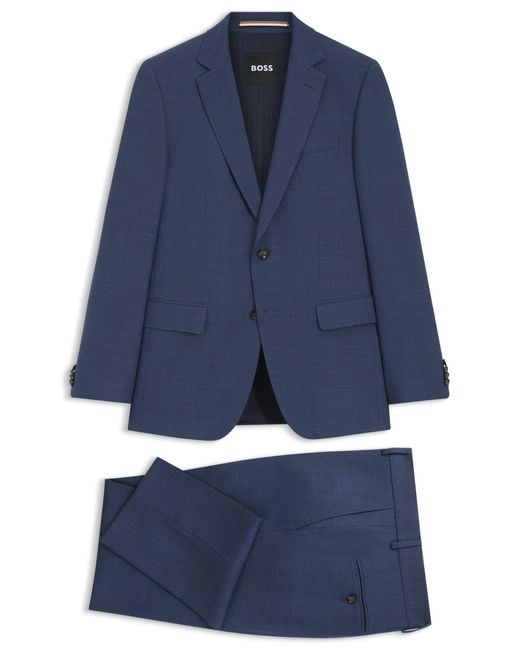 Costume Slim Deux Pièces En Tissu Stretch À Micro Motif Boss pour homme en coloris Blue