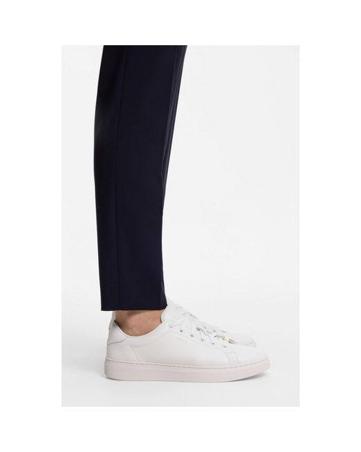 Boss White Leather Trainers With Emed Logos