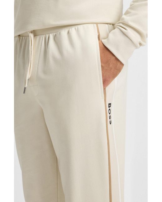 Boss Trainingsbroek Van Katoenen Sweatstof Met Bies En Logo in het White voor heren