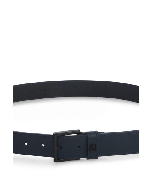 HUGO Leren Riem Met Tweedelig Logo Op De Lus in het Blue voor heren