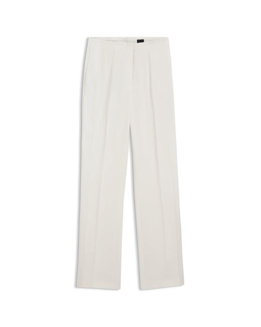 Boss White Straight-Fit Trousers