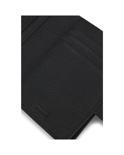 Boss Black Leather Wallet With Logo Lettering