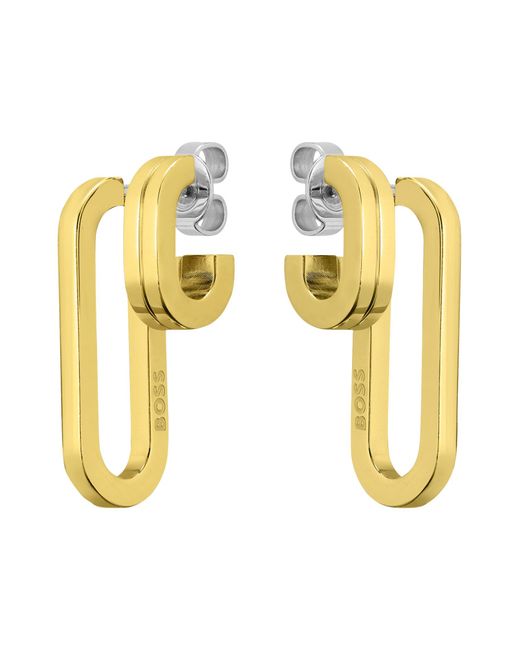 Boss Metallic Polished-link Earrings With Stainless-steel Posts
