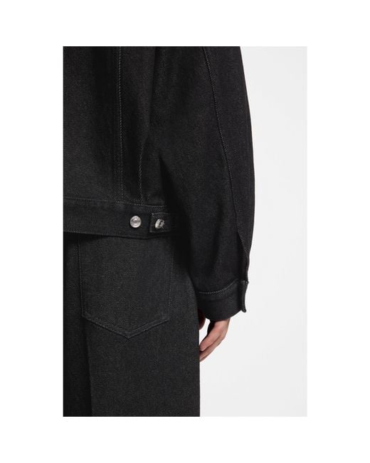 HUGO Black Cotton Denim Jacket With A Raw Aesthetic for men