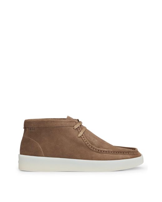 Boss Brown Suede Desert Boots With Rubber Sole for men