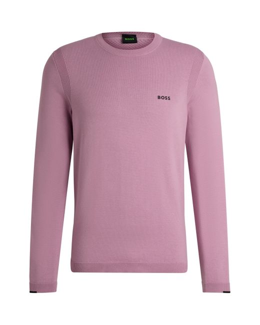 Pull Regular en coton mélangé avec logo imprimé Boss pour homme en coloris Pink
