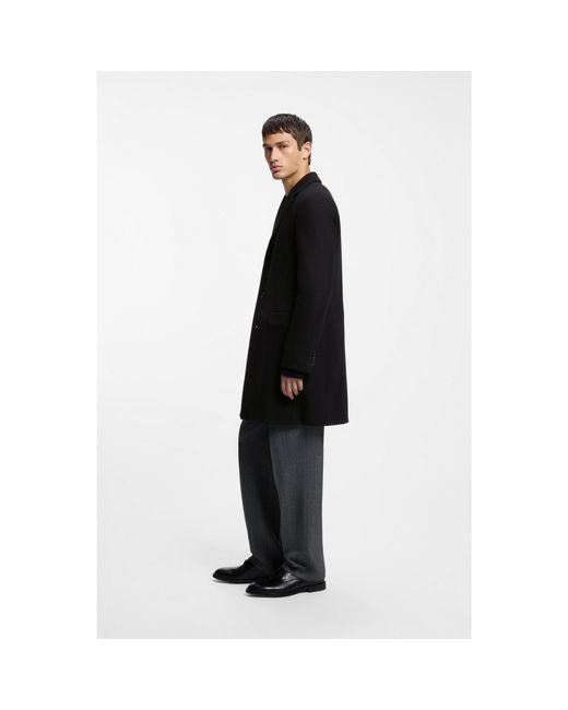 HUGO Black Slim-Fit Coat With Three-Button Closure for men