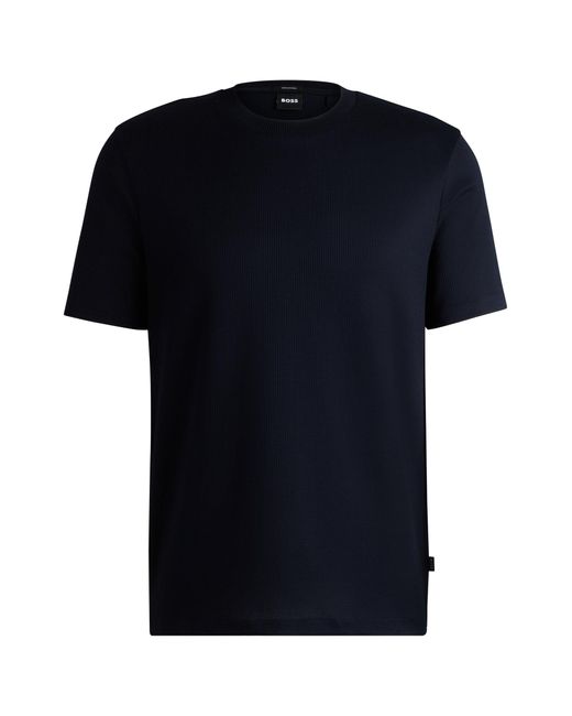 Boss Blue Regular-fit T-shirt In Structured Mercerised Cotton for men