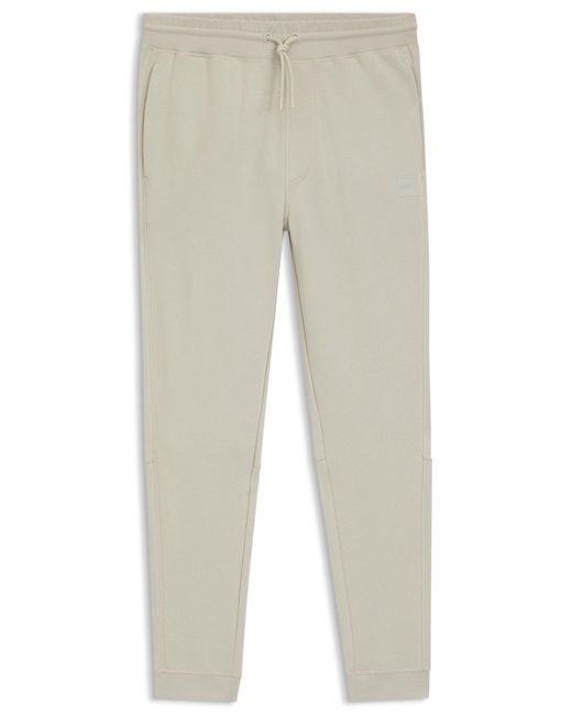 Boss Trainingsbroek Van Katoenen Badstof Met Logopatch in het Natural voor heren