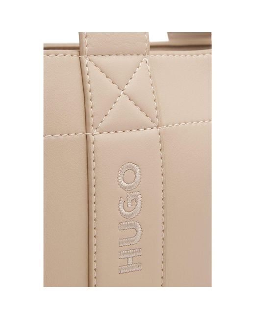 HUGO Natural Leather Tote Bag With Embossed Logo