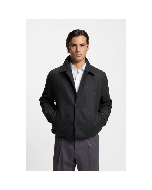 HUGO Black Regular-Fit Padded Coach Jacket for men