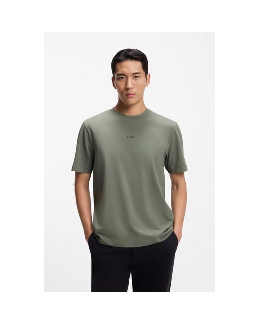 Boss Gray Relaxed-Fit T-Shirt With A Layered Logo Print for men