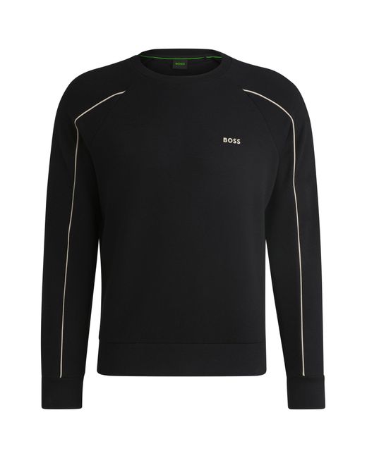Boss Black Stretch-cotton Regular-fit Sweatshirt With Emed Artwork for men