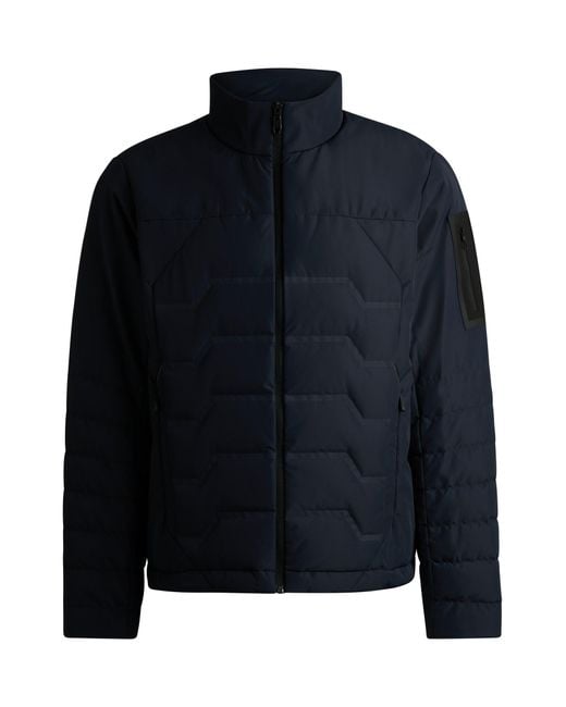 Boss Wasserabweisende Daunenjacke Mit Reißverschluss-Details in Blue für Herren