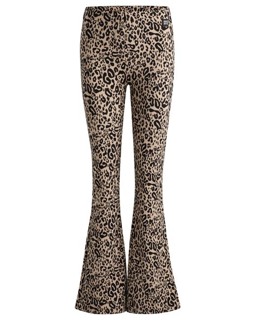 HUGO Multicolor Slim-fit Animal-print Trousers With Flared Leg