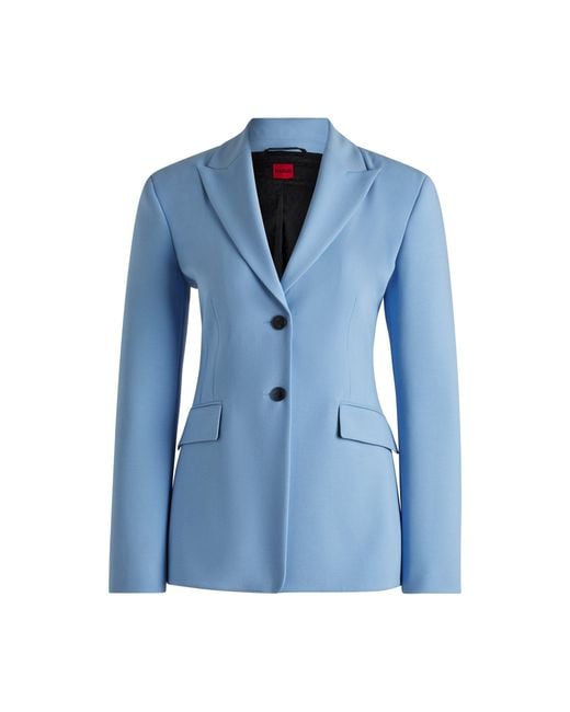 HUGO Blue Slim-Fit Blazer With Contrast Buttons