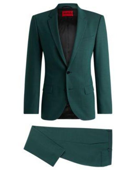 Costume Slim Fit en twill stretch HUGO pour homme en coloris Green