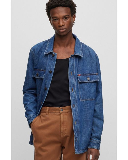 BOSS - BOSS x NFL oversize-fit tracksuit bottoms in denim-look cotton