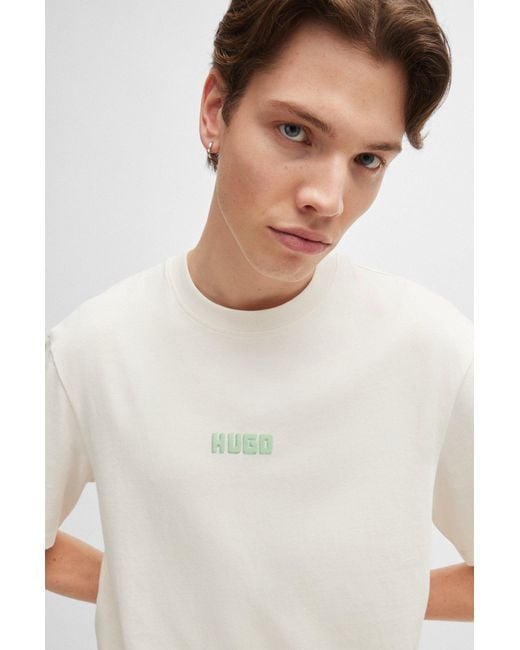 HUGO Green Relaxed-fit T-shirt In Cotton With Large Rear Logos for men
