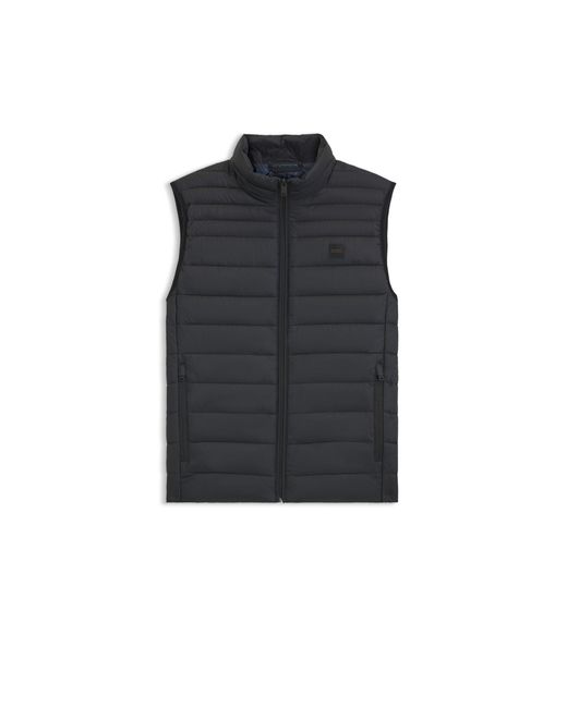 Boss Blue Water-Repellent Gilet With Logo Patch for men