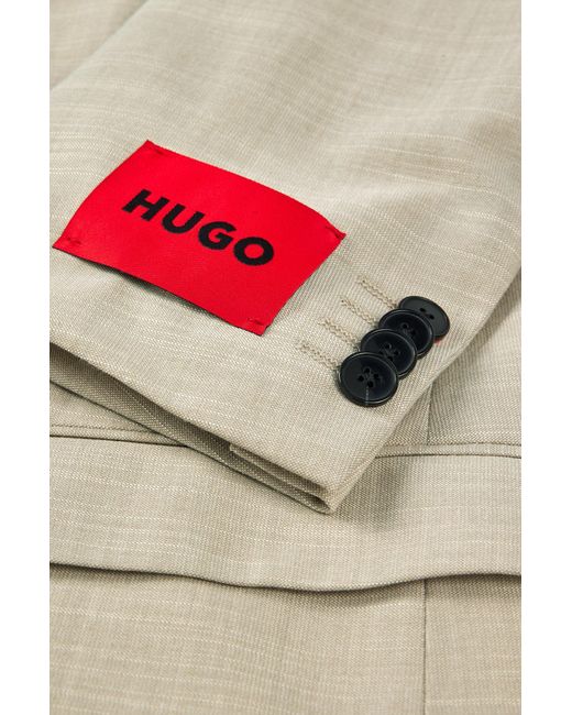 HUGO White Slim-fit Suit In Patterned Performance-stretch Fabric for men