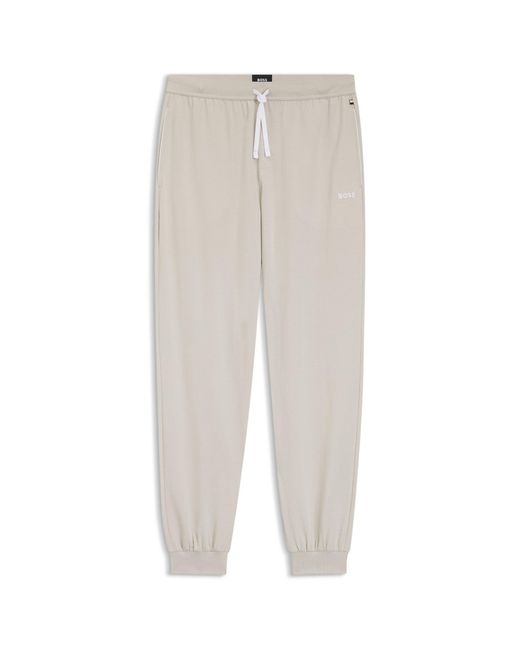 Boss White Stretch-Cotton Tracksuit Bottoms With Embroidered Logo for men