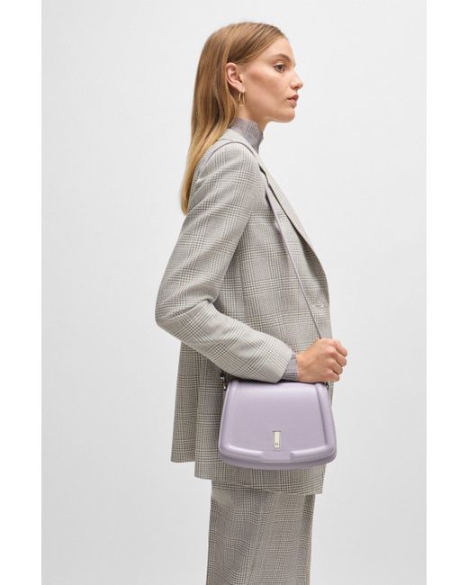 Boss Purple Leather Saddle Bag With Signature Hardware And Monogram