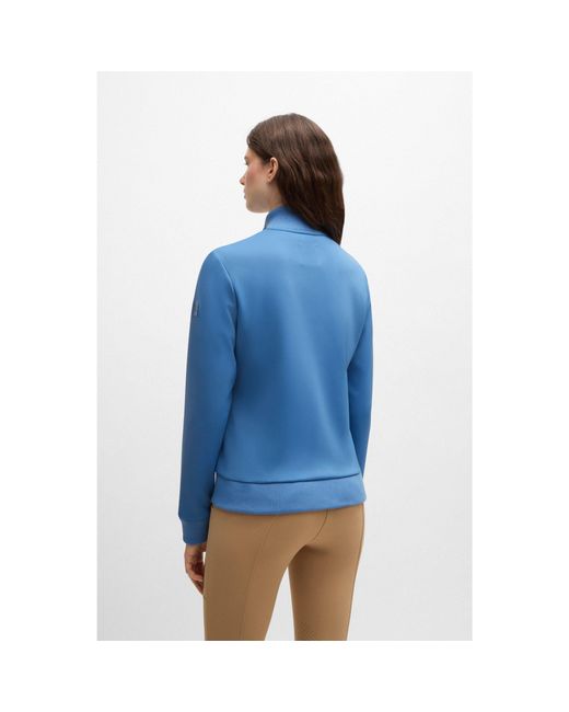 Boss Blue Equestrian Cardigan With Zipped Chest Pocket