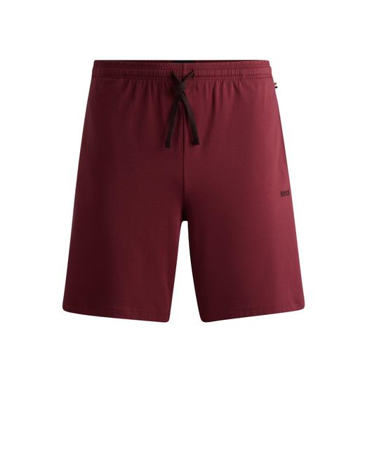 Boss Stretch-cotton Regular-rise Shorts With Embroidered Logo for men