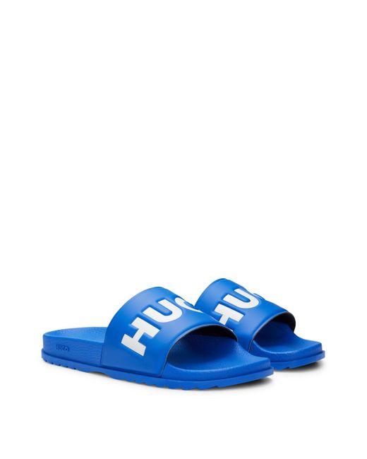 HUGO Slippers Met Logo Op Wreefband in het Blue voor heren