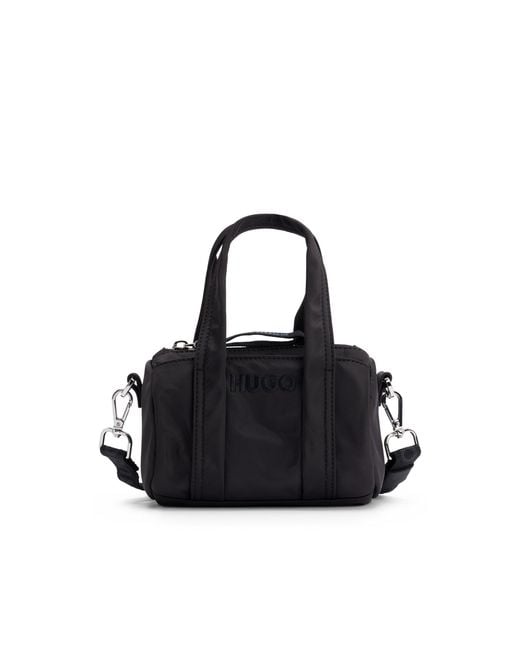 HUGO Black Crossbody Bag With Embroidered Logo And Branded Zip