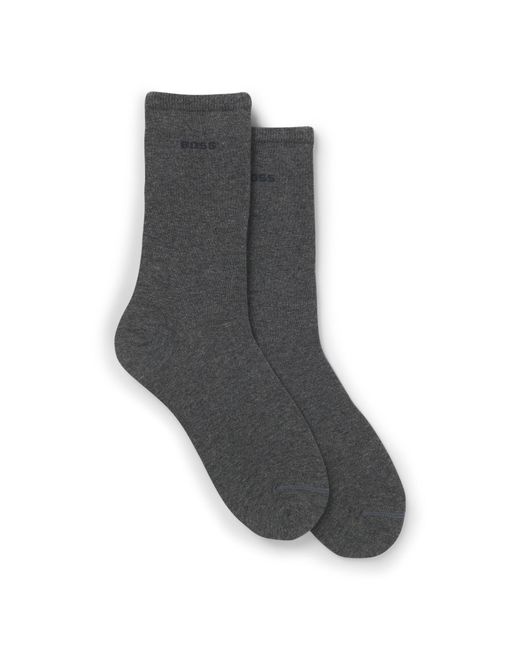 Boss Gray Two-Pack Of Regular-Length Socks With Logos