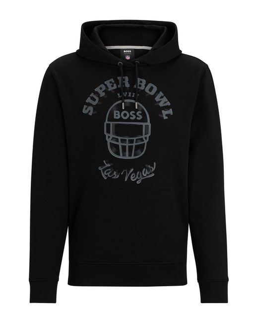 Boss Black X Nfl Cotton-blend Hoodie With Metallic Print for men