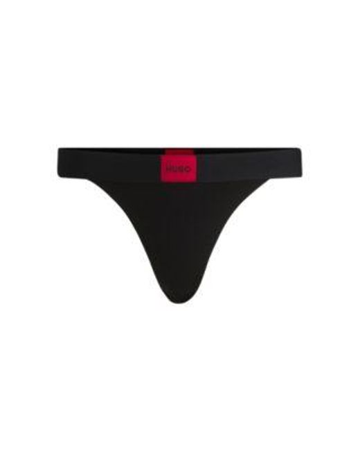 String en coton stretch avec étiquette logotée rouge HUGO en coloris Black